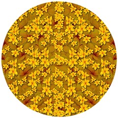 Blooming Flowers Of Lotus Paradise Wooden Puzzle Round