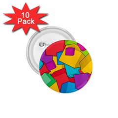 Abstract Cube Colorful  3d Square Pattern 1.75  Buttons (10 pack)