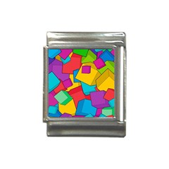 Abstract Cube Colorful  3d Square Pattern Italian Charm (13mm)