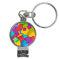 Abstract Cube Colorful  3d Square Pattern Nail Clippers Key Chain