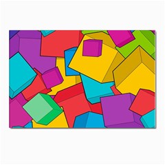 Abstract Cube Colorful  3d Square Pattern Postcards 5  x 7  (Pkg of 10)
