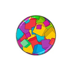 Abstract Cube Colorful  3d Square Pattern Hat Clip Ball Marker