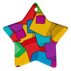 Abstract Cube Colorful  3d Square Pattern Star Ornament (two Sides)