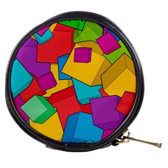 Abstract Cube Colorful  3d Square Pattern Mini Makeup Bag