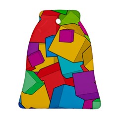 Abstract Cube Colorful  3d Square Pattern Bell Ornament (Two Sides)