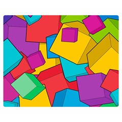 Abstract Cube Colorful  3d Square Pattern Two Sides Premium Plush Fleece Blanket (Medium)