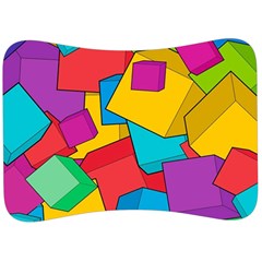 Abstract Cube Colorful  3d Square Pattern Velour Seat Head Rest Cushion