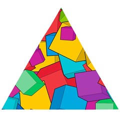 Abstract Cube Colorful  3d Square Pattern Wooden Puzzle Triangle