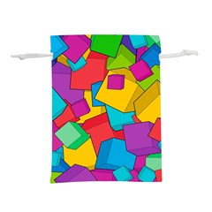 Abstract Cube Colorful  3d Square Pattern Lightweight Drawstring Pouch (S)