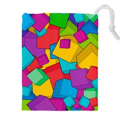 Abstract Cube Colorful  3d Square Pattern Drawstring Pouch (5XL)