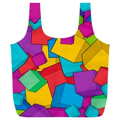Abstract Cube Colorful  3d Square Pattern Full Print Recycle Bag (XXL)