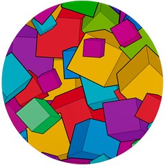 Abstract Cube Colorful  3d Square Pattern UV Print Round Tile Coaster