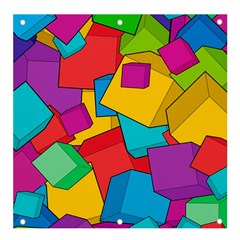 Abstract Cube Colorful  3d Square Pattern Banner and Sign 4  x 4 