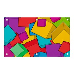 Abstract Cube Colorful  3d Square Pattern Banner and Sign 5  x 3 