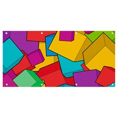Abstract Cube Colorful  3d Square Pattern Banner and Sign 8  x 4 