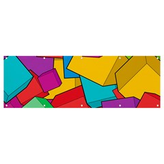 Abstract Cube Colorful  3d Square Pattern Banner and Sign 12  x 4 