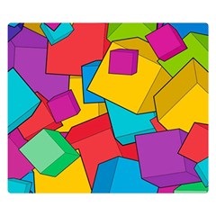 Abstract Cube Colorful  3d Square Pattern Premium Plush Fleece Blanket (Small)