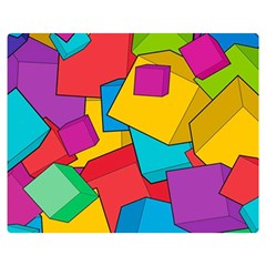 Abstract Cube Colorful  3d Square Pattern Premium Plush Fleece Blanket (Medium)