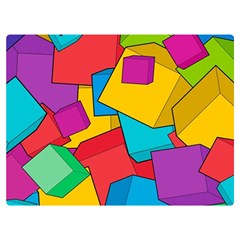 Abstract Cube Colorful  3d Square Pattern Two Sides Premium Plush Fleece Blanket (Extra Small)