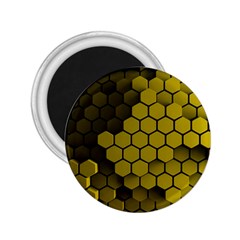 Yellow Hexagons 3d Art Honeycomb Hexagon Pattern 2 25  Magnets