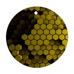 Yellow Hexagons 3d Art Honeycomb Hexagon Pattern Ornament (round) by Cemarart