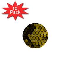 Yellow Hexagons 3d Art Honeycomb Hexagon Pattern 1  Mini Buttons (10 Pack) 