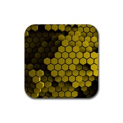 Yellow Hexagons 3d Art Honeycomb Hexagon Pattern Rubber Coaster (square)