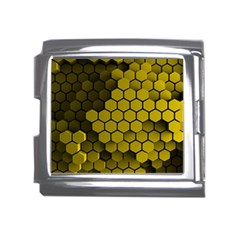 Yellow Hexagons 3d Art Honeycomb Hexagon Pattern Mega Link Italian Charm (18mm)