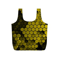 Yellow Hexagons 3d Art Honeycomb Hexagon Pattern Full Print Recycle Bag (s)