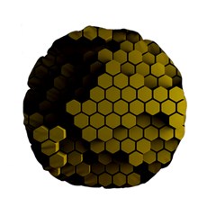 Yellow Hexagons 3d Art Honeycomb Hexagon Pattern Standard 15  Premium Flano Round Cushions