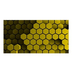 Yellow Hexagons 3d Art Honeycomb Hexagon Pattern Satin Shawl 45  X 80 