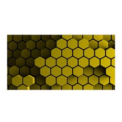 Yellow Hexagons 3d Art Honeycomb Hexagon Pattern Satin Wrap 35  X 70 