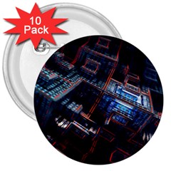 Fractal Cube 3d Art Nightmare Abstract 3  Buttons (10 Pack) 