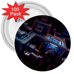 Fractal Cube 3d Art Nightmare Abstract 3  Buttons (100 Pack) 