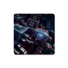 Fractal Cube 3d Art Nightmare Abstract Square Magnet by Cemarart