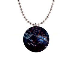 Fractal Cube 3d Art Nightmare Abstract 1  Button Necklace by Cemarart