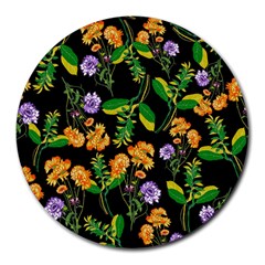 Flowers Pattern Art Floral Texture Round Mousepad