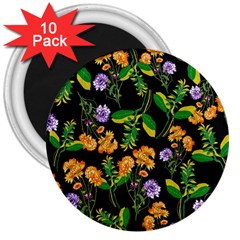 Flowers Pattern Art Floral Texture 3  Magnets (10 Pack) 