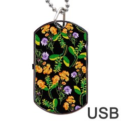 Flowers Pattern Art Floral Texture Dog Tag Usb Flash (two Sides)