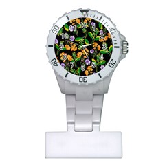 Flowers Pattern Art Floral Texture Plastic Nurses Watch