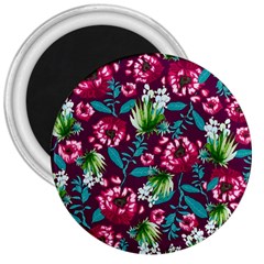 Flowers Pattern Art Texture Floral 3  Magnets