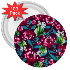 Flowers Pattern Art Texture Floral 3  Buttons (100 Pack) 