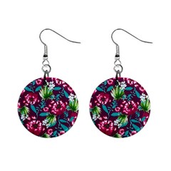 Flowers Pattern Art Texture Floral Mini Button Earrings