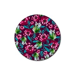 Flowers Pattern Art Texture Floral Rubber Coaster (round)