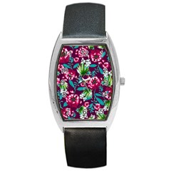 Flowers Pattern Art Texture Floral Barrel Style Metal Watch