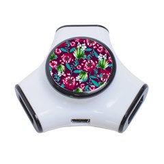 Flowers Pattern Art Texture Floral 3-port Usb Hub