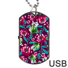 Flowers Pattern Art Texture Floral Dog Tag Usb Flash (two Sides)