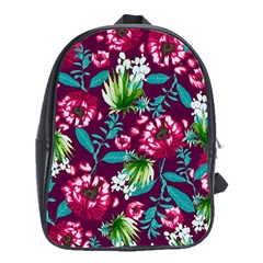 Flowers Pattern Art Texture Floral School Bag (xl)