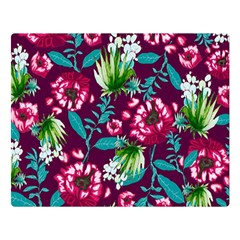 Flowers Pattern Art Texture Floral Two Sides Premium Plush Fleece Blanket (large)