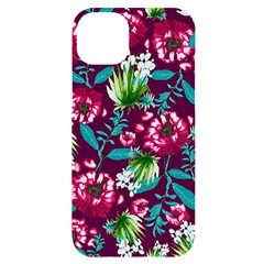 Flowers Pattern Art Texture Floral Iphone 14 Plus Black Uv Print Case by Cemarart